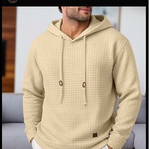 Vogue SIIMHWRS Beige Waffle Knit Hoodie XXL Textured Sweatshirt Neutral